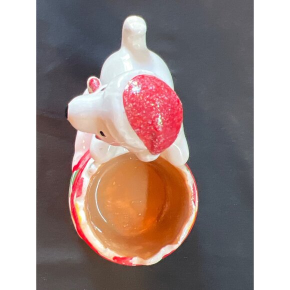 Yankee Candle Snowman Pup Christmas Ceramic Candle Holder Red & White - Picture 8 of 8